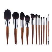 11 pcs high end pinceles de maquillaje oblique wood handle makeup brushes