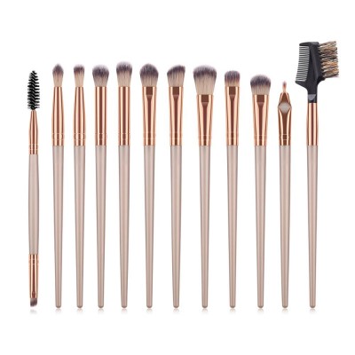 Free Sample 12 PCS Eye brushes Brown Eyebrow Brush New Colors Product Label Pro Makeup Brush Set