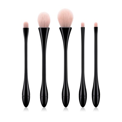 High End Free Sample 5 Pcs Black Sided Goat Bamboo Travel Makeup Brush