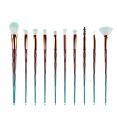 Hot Product Wholesale Price High Quality 10 PCS Crystal Brown Wood Shadow Brush Makeup